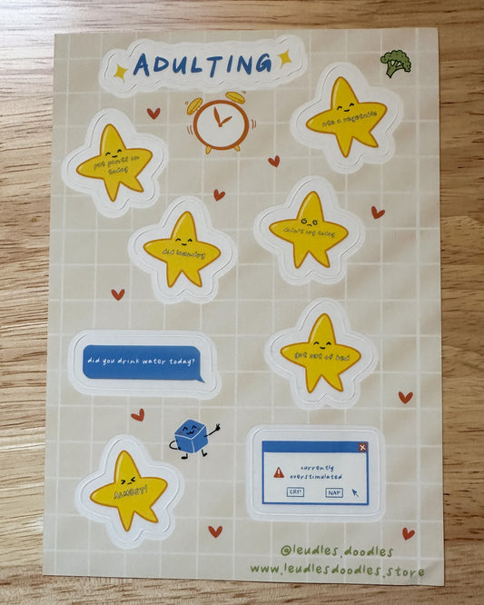 Adulting Sticker Sheet (5x7 Sticker Sheet)