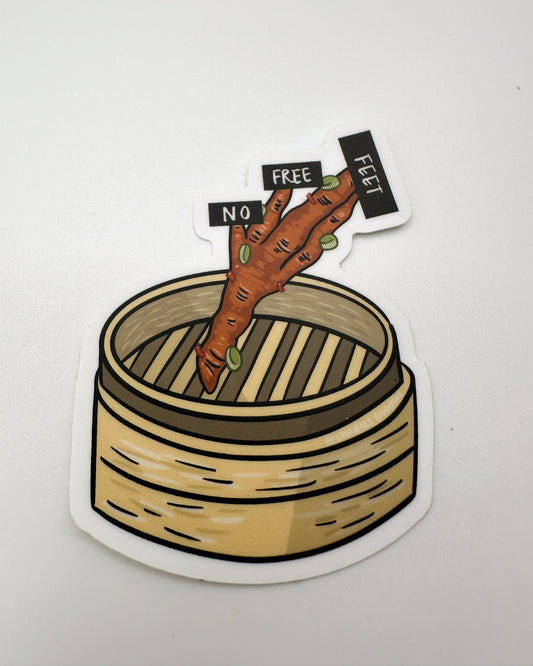 No Free Feet Dim Sum Sticker (Matte Vinyl Die Cut)