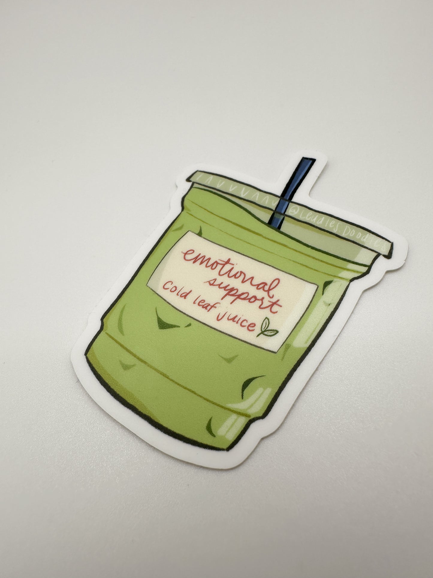 Emotional Support Leaf Juice Sticker (Matte Vinyl Die Cut)