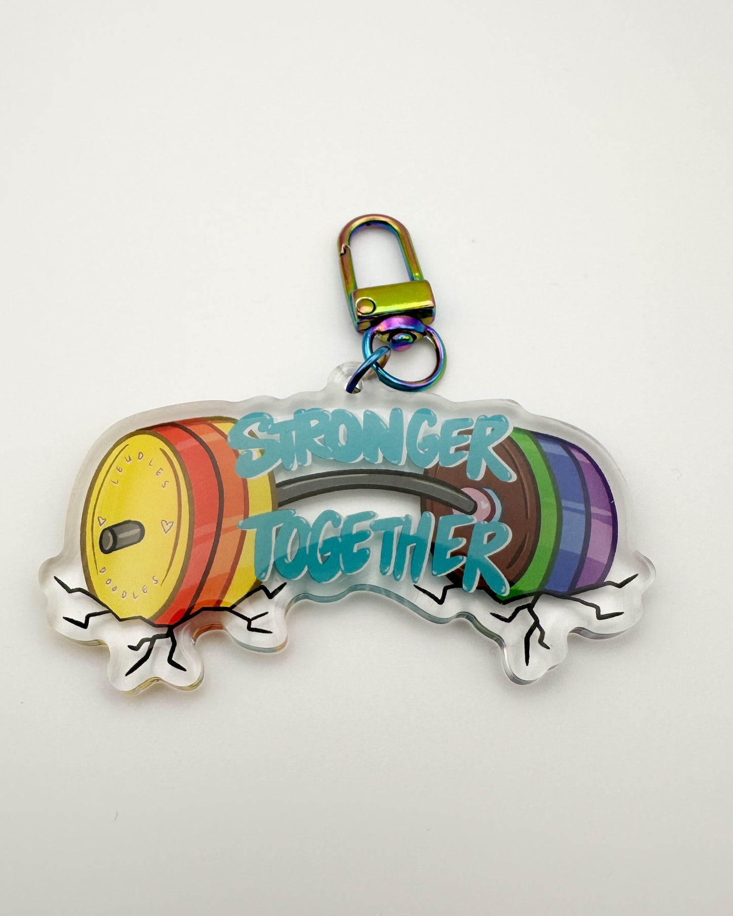 Stronger Together Barbell Acrylic Keychain